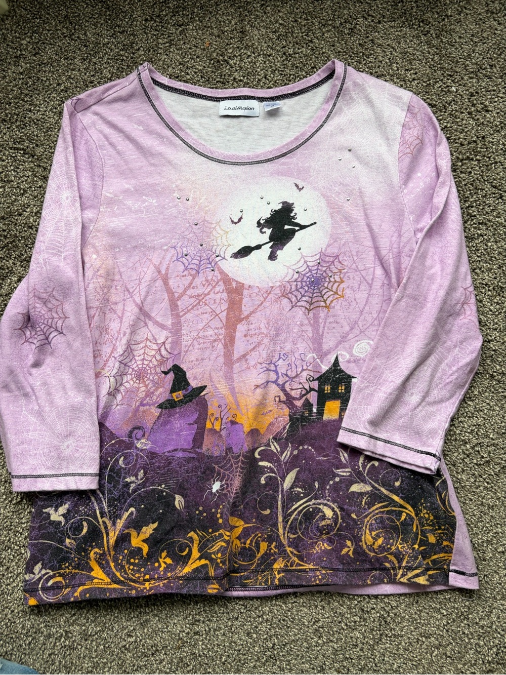 Lavender Halloween Witch Long-Sleeve Tee